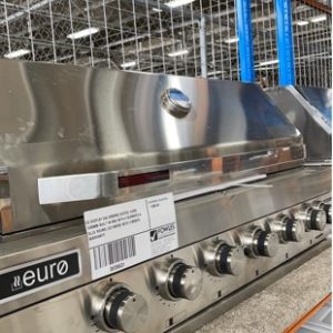 EX DISPLAY EAL1200RBQ S/STEEL EURO 1200MM BUILT IN BBQ WITH 6 BURNERS & BLUE ROUND LED KNOBS WITH 3 MONTH WARRANTY