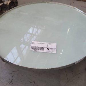 EX HIRE - ROUND GLASS COFFEE TABLE SOLD AS IS