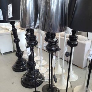 EX HIRE - ORNATE BLACK FLOOR LAMP SOLD AS IS