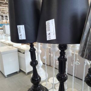 EX HIRE - EXTRA LARGE ORNATE BLACK FLOOR LAMP SOLD AS IS