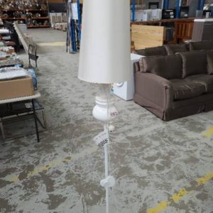EX HIRE - ORNATE WHITE FLOOR LAMP SOLD AS IS