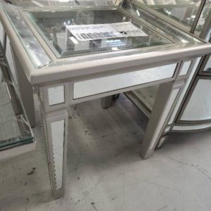 EX SHOWROOM STOCK - GRACE TIMBER & MIRROR LOW TABLE SOLD AS IS