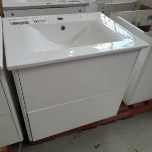 600MM WALL HUNG VANITY WHITE WITH CERAMIC TOP