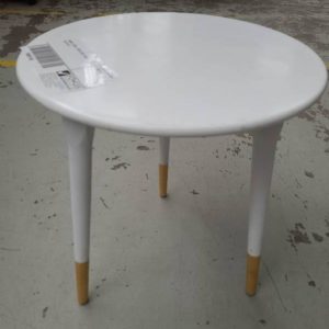 SAMPLE STOCK- WHITE SIDE TABLE SOLD AS IS