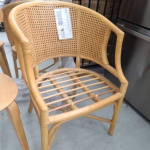 SAMPLE STOCK- RATTAN CHAIR NO CUSHION SOLD AS IS