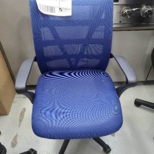 EX DISPLAY BLUE OFFICE CHAIR WITH MESH BACK SOLD AS IS