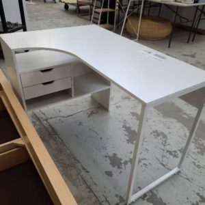 EX DISPLAY CORNER WHITE DESK WITH DRAWERS SOLD AS IS SOLD AS IS