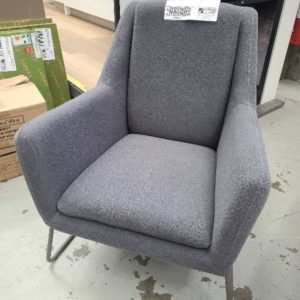 EX DISPLAY GREY FABRIC SLED ARMCHAIR SOLD AS IS