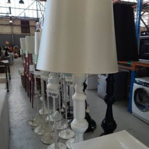EX HIRE - EXTRA LARGE ORNATE WHITE FLOOR LAMP SOLD AS IS