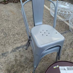 EX HIRE - SILVER METAL CHAIR SOLD AS IS