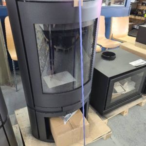 SCANDIA HELIX WOOD FIRE HEATER WITH WOOD STACKER SOLD AS IS SOME DENTS AND SCRATCHES RRP$1799 SCMR500-20-0023 BLACK 3 MONTH WARRANTY
