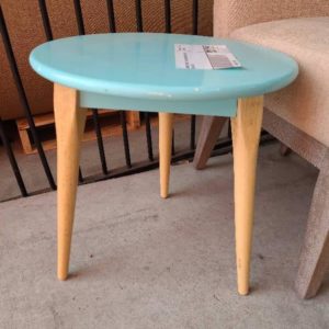 SAMPLE STOCK- BLUE ROUND SIDE TABLE SOLD AS IS