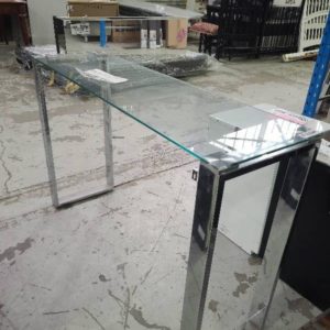 EX SHOWROOM DISPLAY - AU0204 CHROME AND GLASS HALL TABLE 1200MM