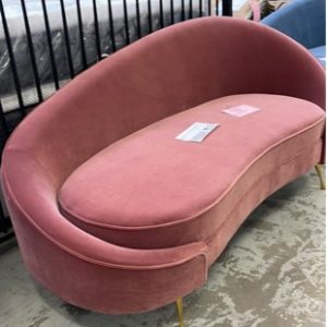 EX HIRE - ROSE VELVET STYLE CURVED COUCH SOLD AS IS