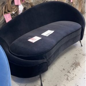 EX HIRE - BLAC VELVET STYLE CURVED COUCH SOLD AS IS