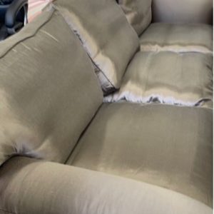SAMPLE STOCK- BRONZE MATERIAL 3 SEATER COUCH FEATHER CUSHIONS *SOME MARKS SOLD AS IS*
