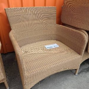 EX HIRE STOCK - OUTDOOR RATTAN CHAIR NO CUSHION SOLD AS IS
