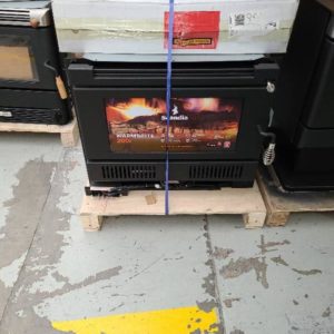 SCANDIA WARMBRITE 200i WOOD HEATER DESIGNED TO DELIVER A MID SIZE IN BUILT WOOD FIREPLACE HEATING UP TO 180M2. 3 SPEED FAN DESIGNED TO SUPPORT ZERO CLEARANCE MID MOUNT INSTALLATIONS & WILL FIT MOST MASONRY FIREPLACES WITH 3 MONTH WARRANTY NO FASCIA *SCRATCH AND DENT STOCK SO