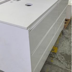 EX SHOWROOM DISPLAY LUSH 1500MM FLOOR VANITY WITH 6 DRAWERS **THIS VANITY HAS BEEN PREVIOUSLY REMOVED FROM A SHOWROOM SO HAS GLUE RESIDUE AT BACK EDGES AND MARKS AND IMPERFECTIONS SOLD AS IS**