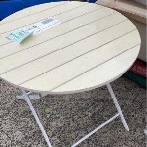 EX HIRE WHITE PLASTIC ROUND BAR TABLE SOLD AS IS