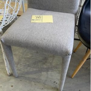 EX HIRE GREY UPHOLSTERED CHAIR SOLD AS IS