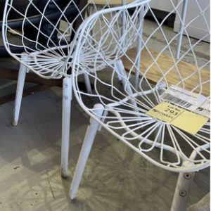 EX HIRE WHITE WIRE OUTDOOR CHAIR SOLD AS IS