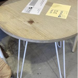 EX HIRE TIMBER ROUND SIDE TABLE DAMAGED STOCK SOLD AS IS