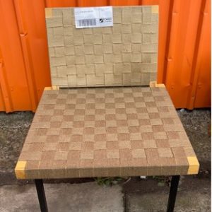 EX HIRE HESSIAN WEAVE ARM CHAIR SOLD AS IS