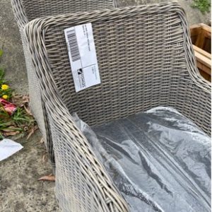 EX HIRE COFFEE RATTAN CHAIR SOLD AS IS