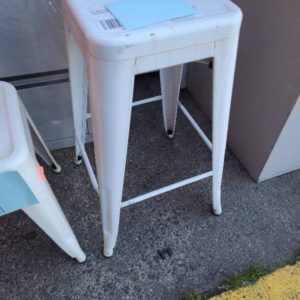 EX HIRE STOCK - WHITE METAL BAR STOOL SOLD AS IS