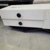 EX HIRE WHITE TIMBER ENTERTAINMENT UNIT CHIPPED AND DAMAGED CHECK PICTURESSOLD AS IS 1400MM X 420MM DEEP