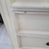 EX HIRE OAK BEDSIDE TABLE WITH CREAM DRAWERS SOLD AS IS