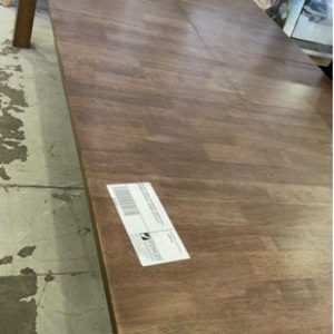 EX HIRE TIMBER EXTENDABLE DINING TABLE 2570MM EXTENDED 1800MM SOLD AS IS
