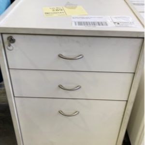EX HIRE OFFICE DESK ROLLER CABINET WITH KEY SOLD AS IS