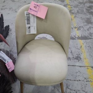 EX HIRE BEIGE UPHOLSTERED CHAIR SOLD AS IS