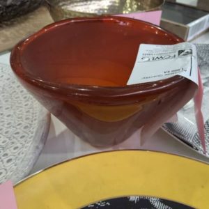 EX HIRE ORANGE GLASS BOWL SOLD AS IS