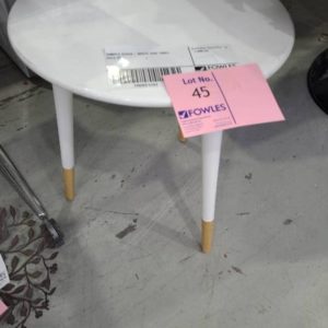 SAMPLE STOCK- WHITE SIDE TABLE SOLD AS IS