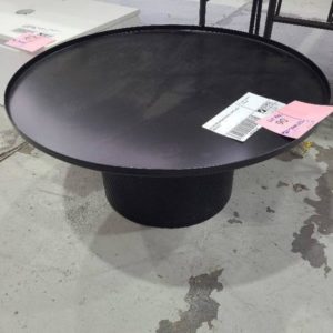 EX HIRE ROUND BLACK METAL COFFEE TABLE SOLD AS IS