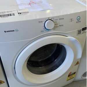 SIMPSON SDV556HQWA 5.5KG VENTED DRYER WITH 5 PROGRAMS WITH SENSE DRY TECHNOLOGY REVERSE TUMBLE WITH 12 MONTH WARRANTY
