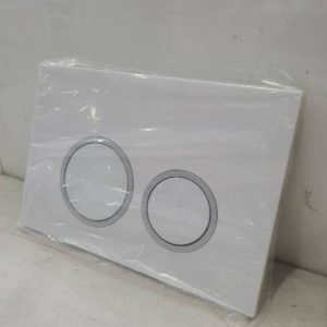 WHITE/SILVER IN WALL CISTERN FLUSH PLATE BUTTON SOLD AS IS