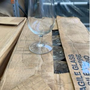EX HIRE BOX OF 3 DOZEN WINE GLASSES SOLD AS IS