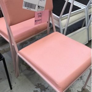 EX HIRE PINK VINYL CHAIR WITH PINK METAL FRAME SOLD AS IS