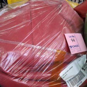 EX HIRE RED VINYL BEANBAG SOLD AS IS