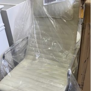EX HIRE WHITE & CHROME OFFICE CHAIR SOLD AS IS