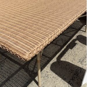 EX HIRE - BEIGE RATTAN DINING TABLE SOLD AS IS
