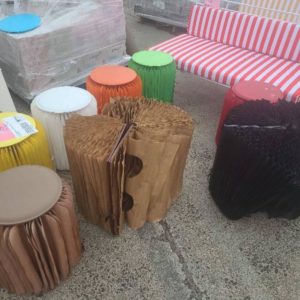 EX HIRE - LOT OF ASSORTED FAN STOOL/SIDE TABLE SOLD AS IS
