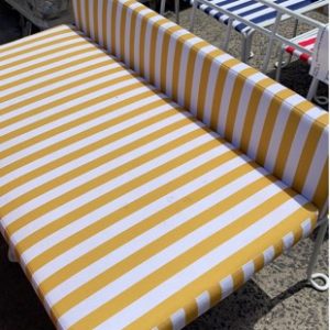 EX HIRE - YELLOW & WHITE STRIPED SEAT SOLD AS IS