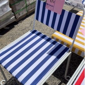 EX HIRE - BLUE & WHITE STRIPED CHAIR SOLD AS IS