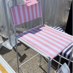EX HIRE - PINK & WHITE STRIPED BAR STOOL SOLD AS IS