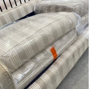 EX HIRE - STRIPE MATERIAL COUCH SOLD AS IS